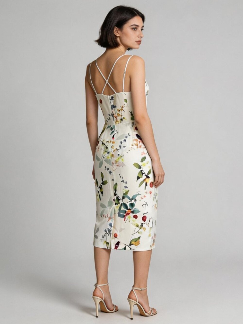 OASIS | Cream Floral Strappy Midi Dress Sz 12